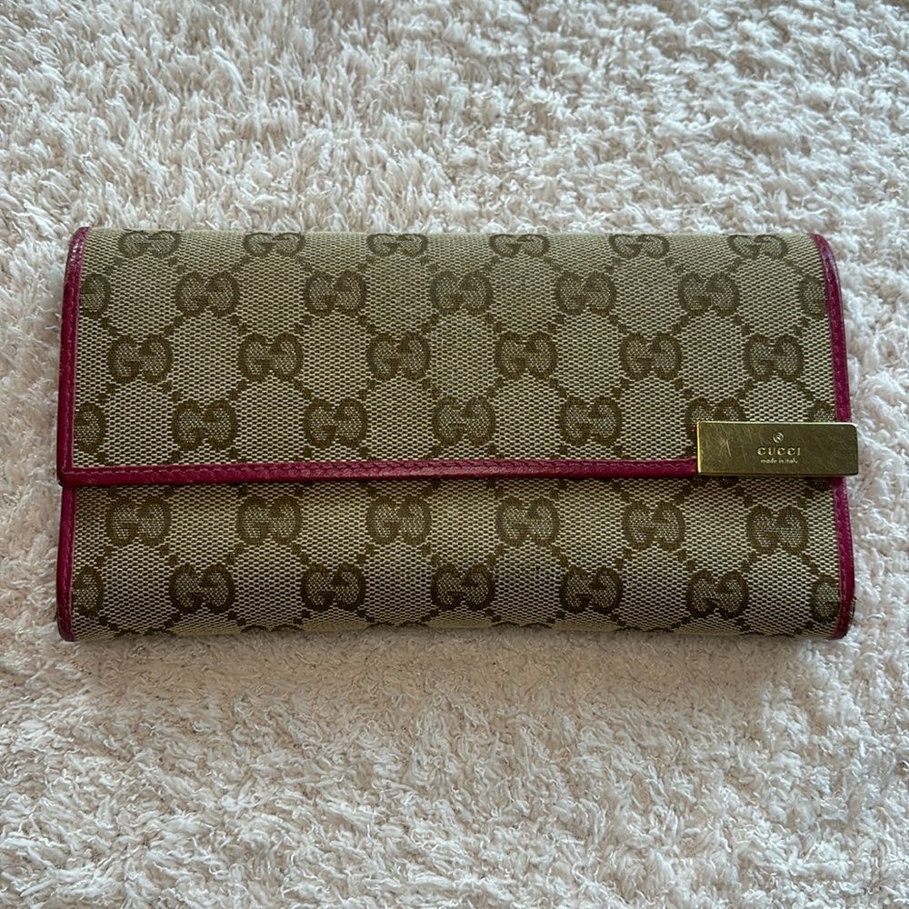 Gucci Wallet Canvas w Pink Leather